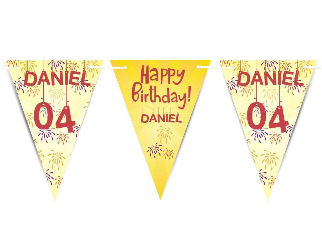 Personalised Happy Birthday Party Boy Girl Bunting Flags Decorations Colourful 8