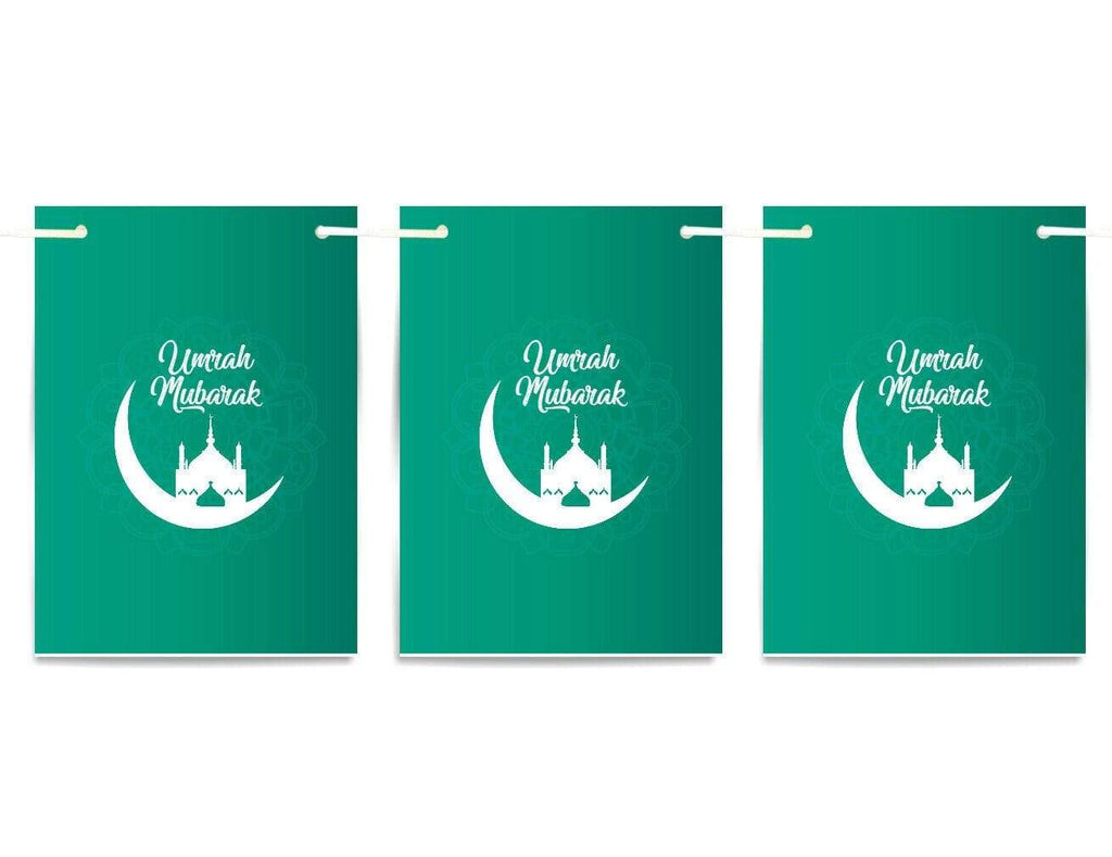 Umrah Mubarak Bunting Islamic Celebration Banner Square Shape Flags Decoration 3