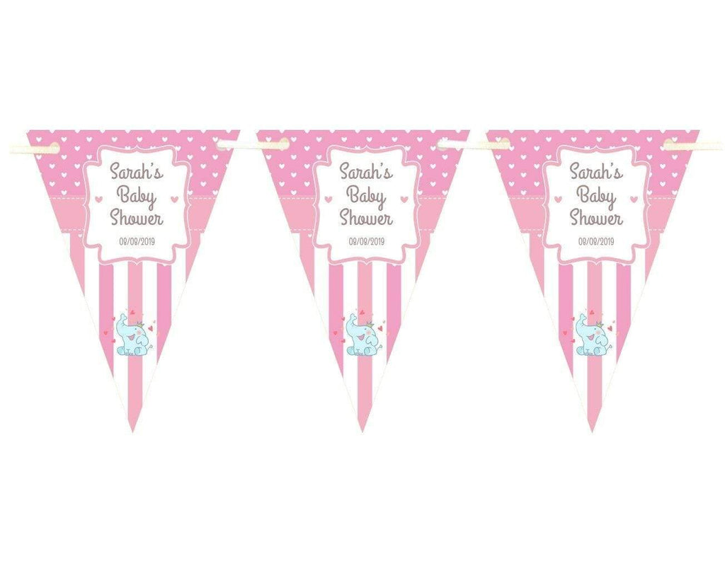 Personalised Baby Shower Party Boy Girl Bunting Flags Decorations Colourful 1