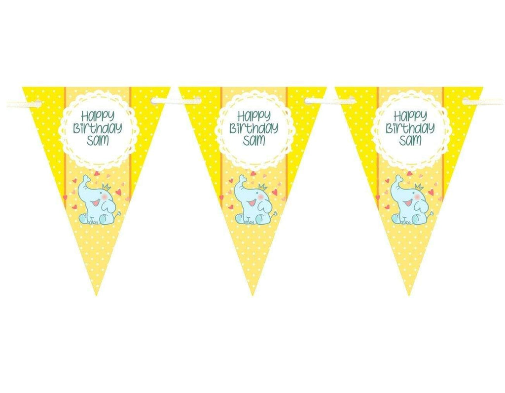 Personalised Happy Birthday Party Unisex Bunting Flags Decorations Colourful