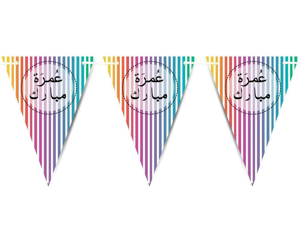 Ummrah Mubarak Bunting Islamic Celebration Banner Flags Welcome Back Decoration