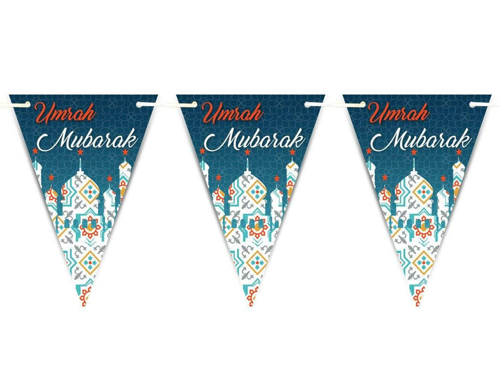 Umrah Mubarak Arabic Font Bunting Islamic Celebration Banner Flags Decoration D4