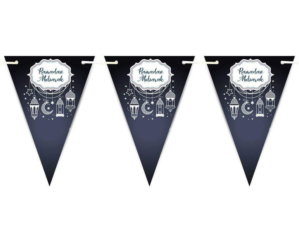 Ramadan Mubarak Arabic Bunting Islamic Celebration Banner Flags Decoration D2