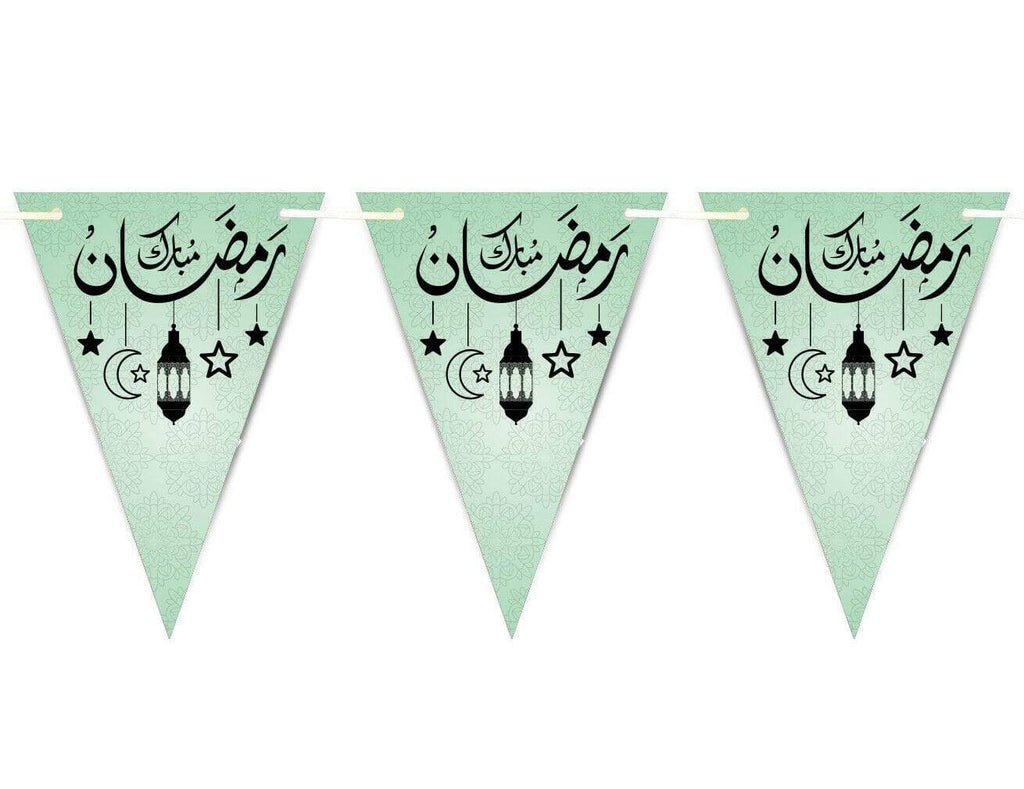 Ramadan Mubarak Arabic Bunting Islamic Celebration Banner Flags Decoration D3