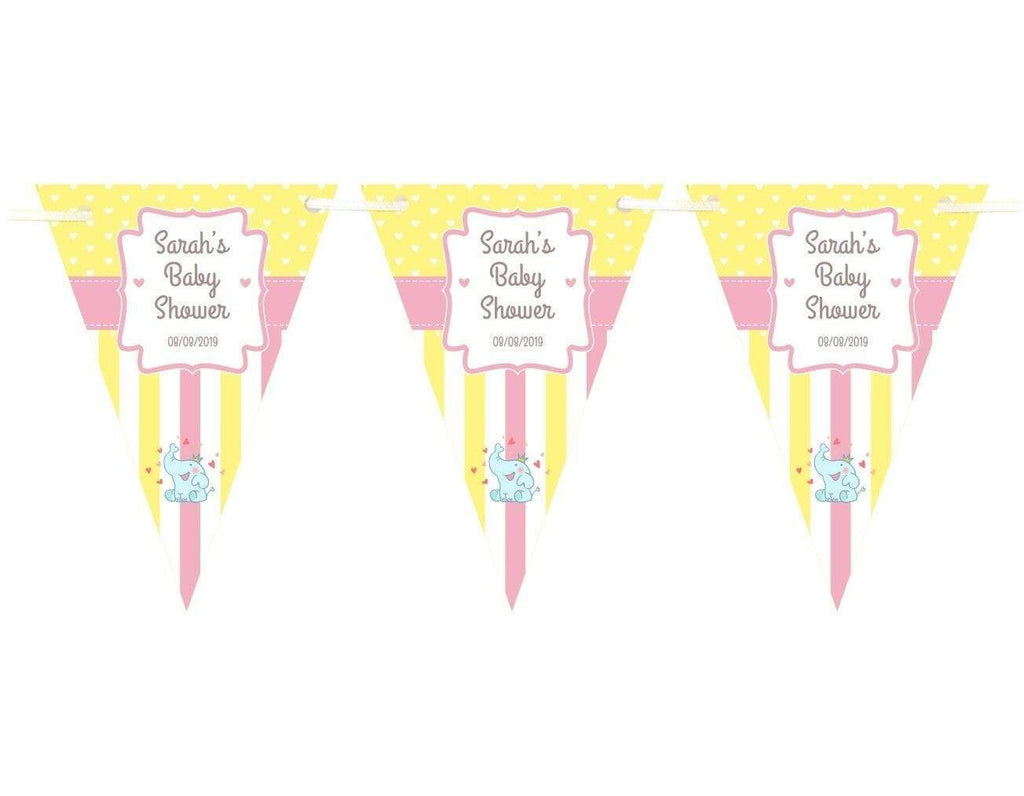 Personalised Baby Shower Party Boy Girl Bunting Flags Decorations Colourful 1