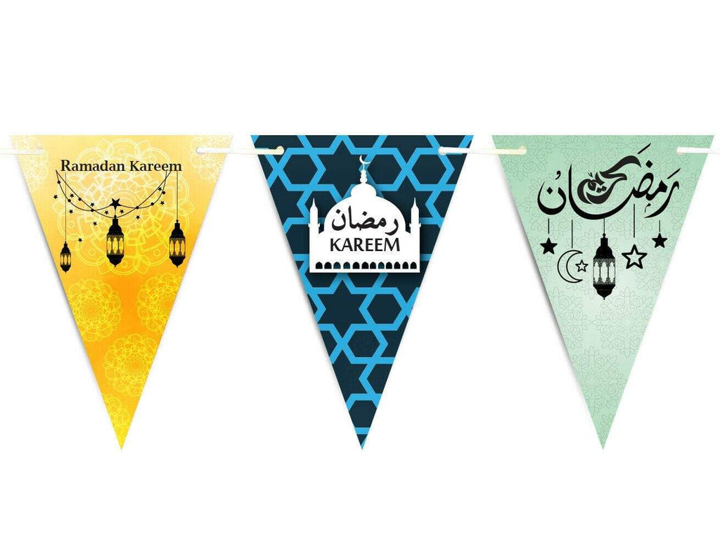 Ramadan Kareem Mubarak Bunting Islamic Celebration Banner Flags Decoration D3