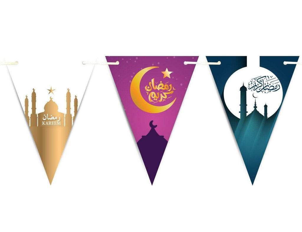 Ramadan Kareem Mubarak Bunting Islamic Celebration Banner Flags Decoration D6