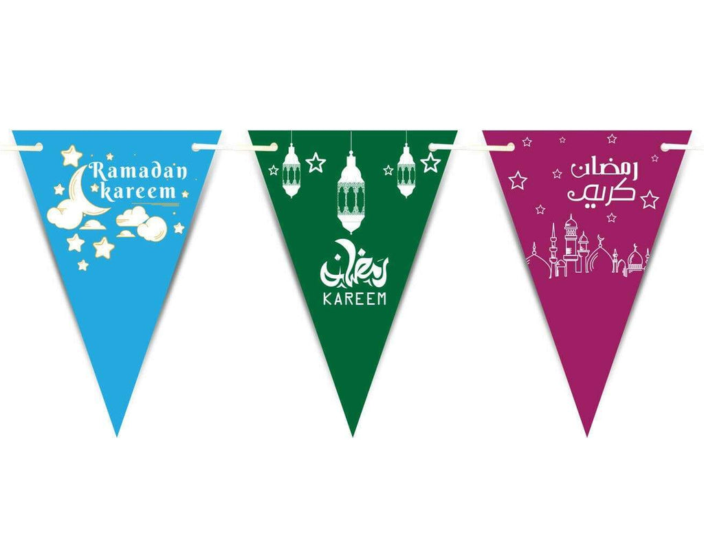 Ramadan Kareem Mubarak Bunting Islamic Celebration Banner Flags Decoration D8