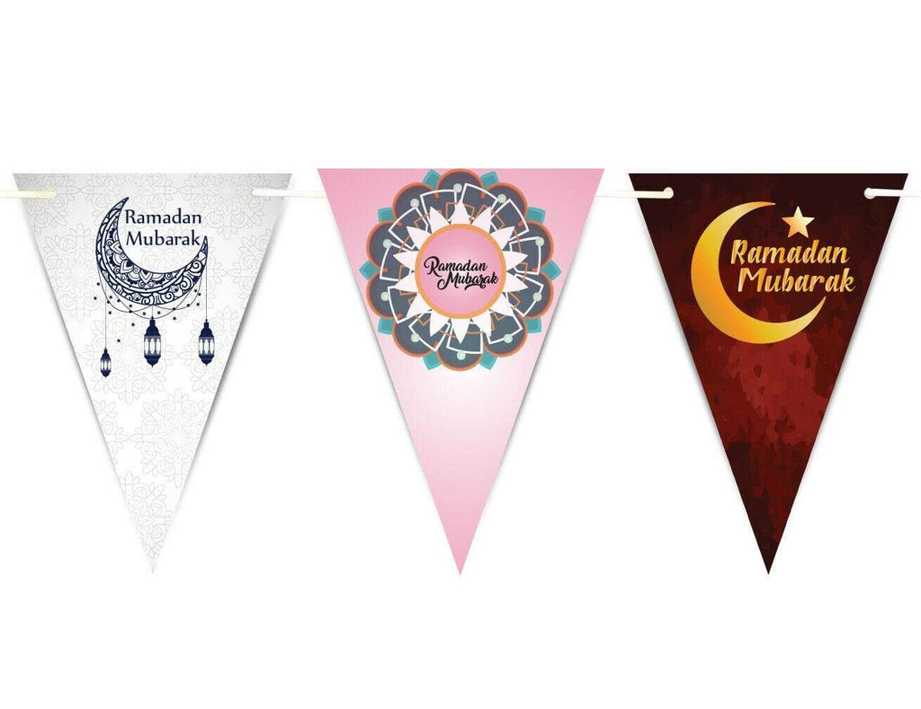 Ramadan Mubarak Arabic Bunting Islamic Celebration Banner Flags Decoration D1