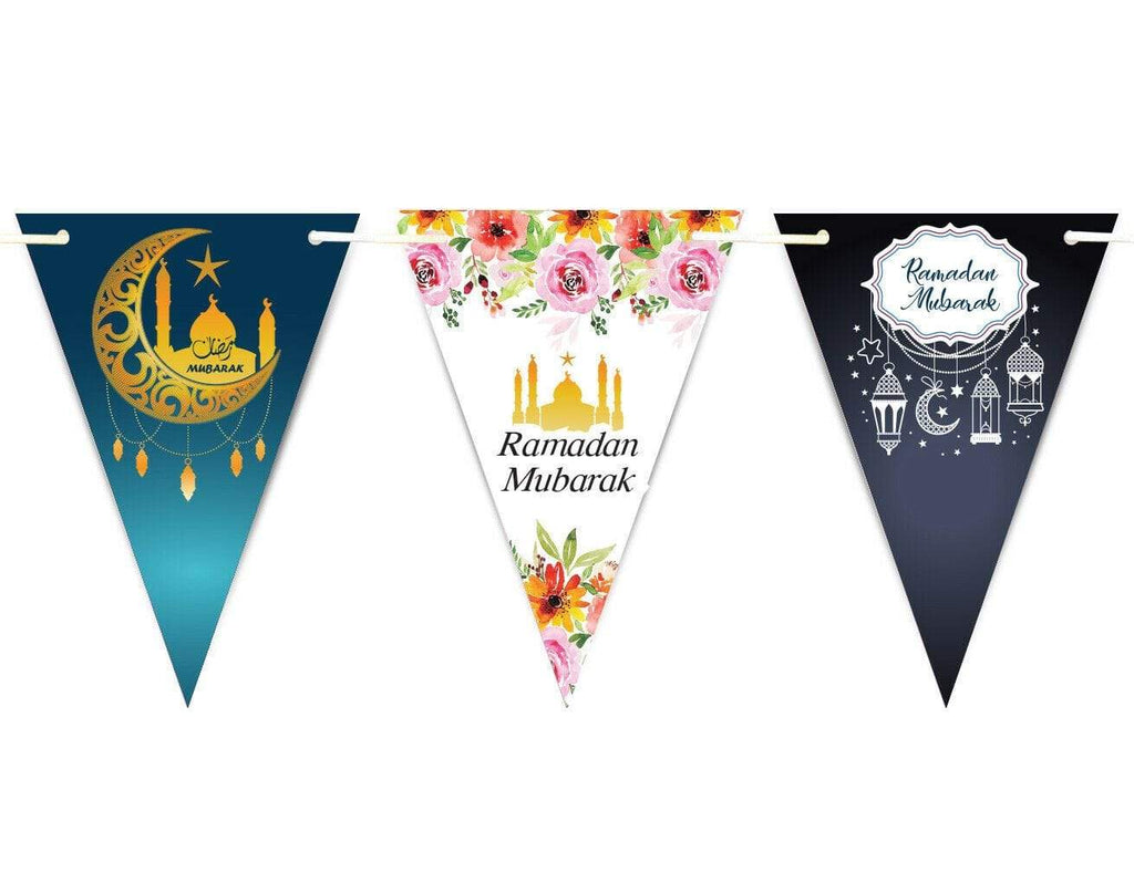 Ramadan Mubarak Arabic Bunting Islamic Celebration Banner Flags Decoration D2