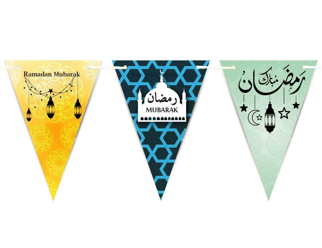 Ramadan Mubarak Arabic Bunting Islamic Celebration Banner Flags Decoration D3