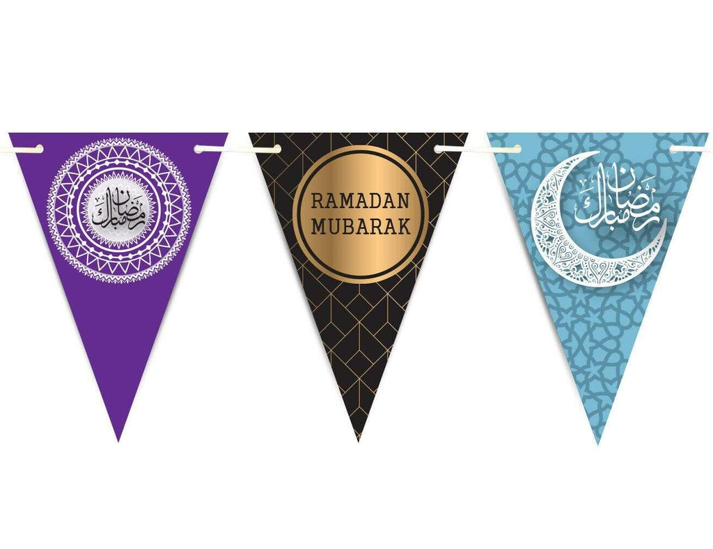 Ramadan Mubarak Arabic Bunting Islamic Celebration Banner Flags Decoration D4