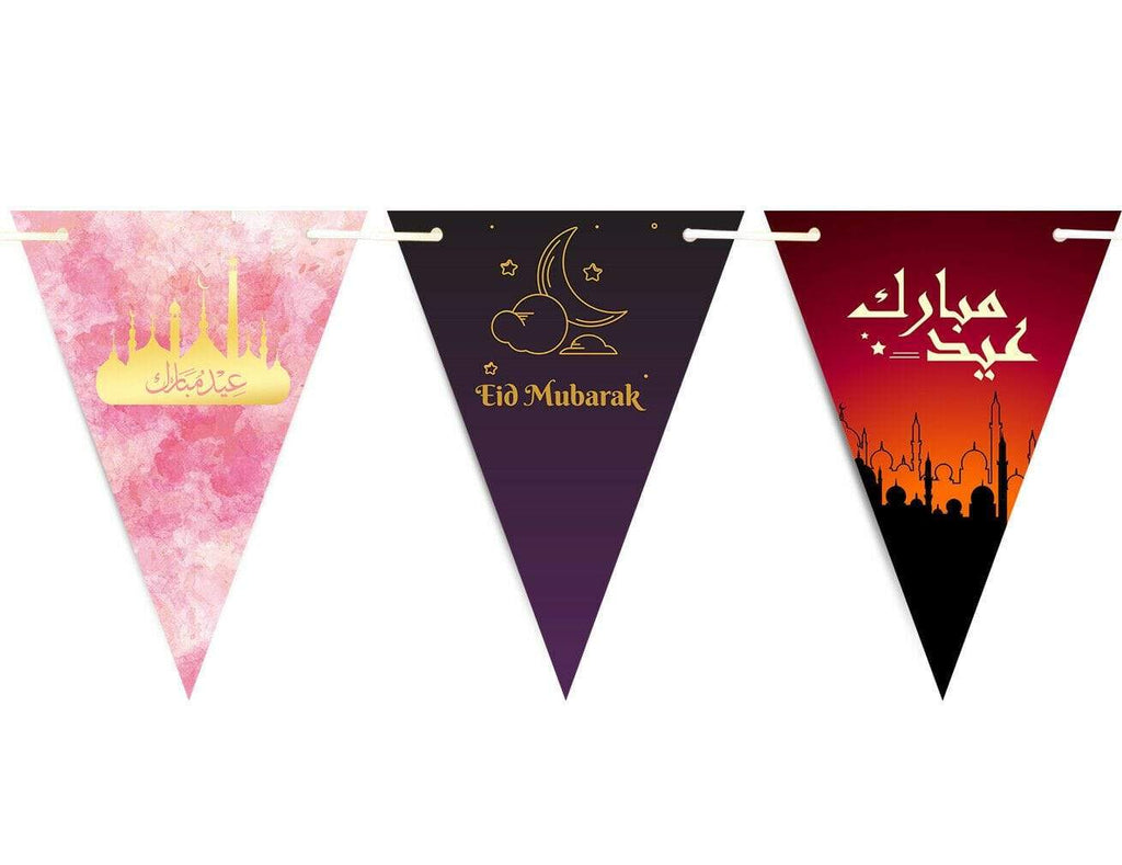 Eid Mubarak Mubrook Islamic Arabic Bunting Flags Islamic Decorations Party S10