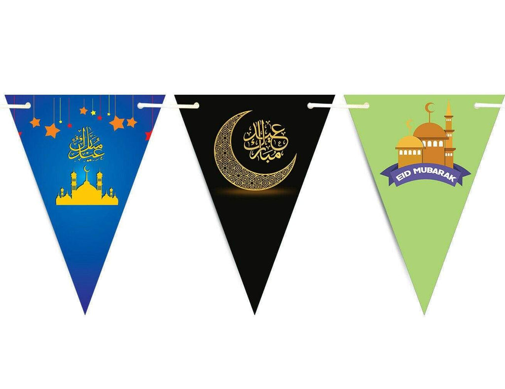 Eid Mubarak Mubrook Islamic Arabic Bunting Flags Islamic Decorations Party S12