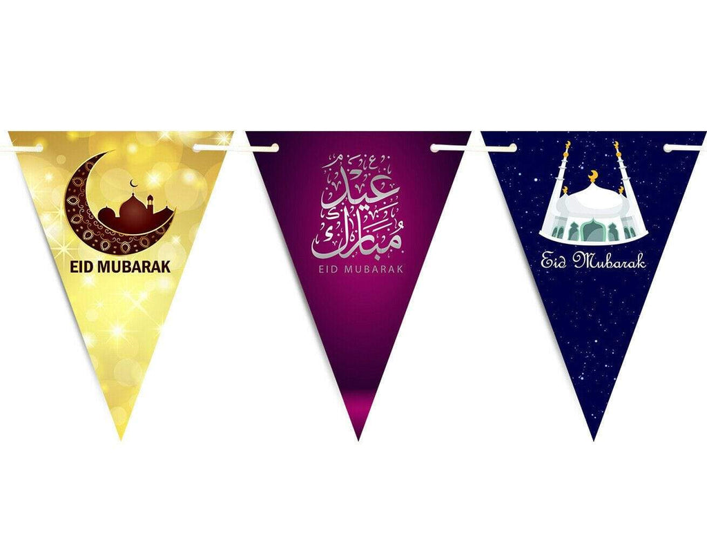 Eid Mubarak Mubrook Islamic Arabic Bunting Flags Islamic Decorations Party S13