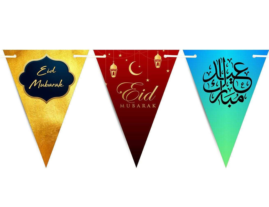 Eid Mubarak Mubrook Islamic Arabic Bunting Flags Islamic Decorations Party S14