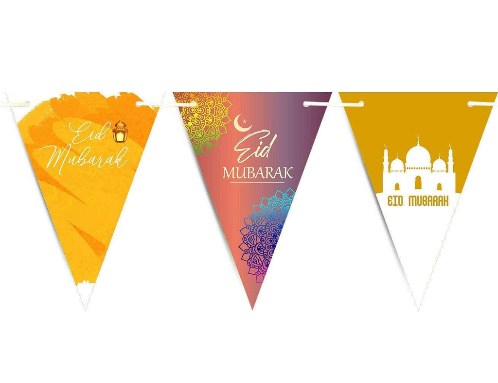 Eid Mubarak Mubrook Islamic Arabic Bunting Flags Islamic Decorations Party S16