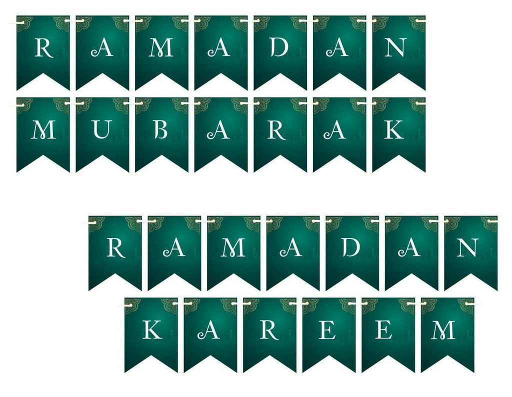 Ramadan Mubarak Kareem Mabrook Bunting Flags Islamic Decorations Banner