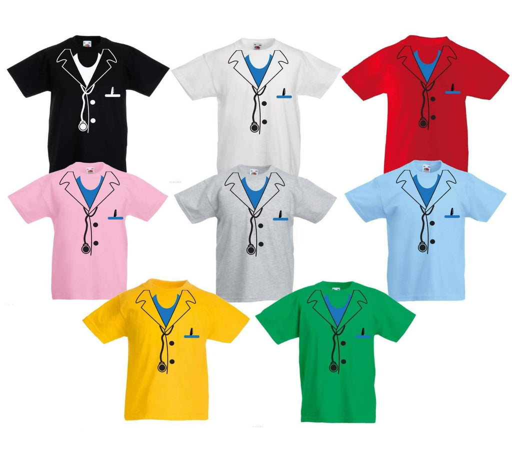 Doctor Tie Uniform Kids Funny Halloween Fancy Dress Cool T-Shirts Age 3-13 Years