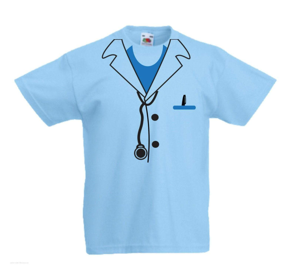 Doctor Tie Uniform Kids Funny Halloween Fancy Dress Cool T-Shirts Age 3-13 Years