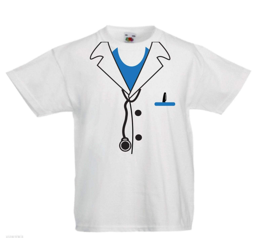 Doctor Tie Uniform Kids Funny Halloween Fancy Dress Cool T-Shirts Age 3-13 Years