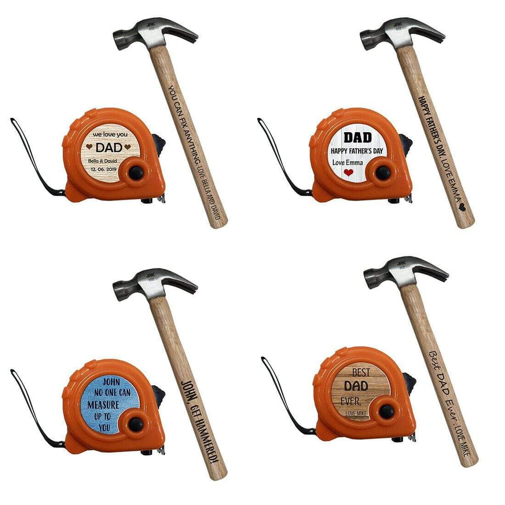 Personalised Father's Day Gift Hammer & Measuring Tape Present Dad Daddy Pops