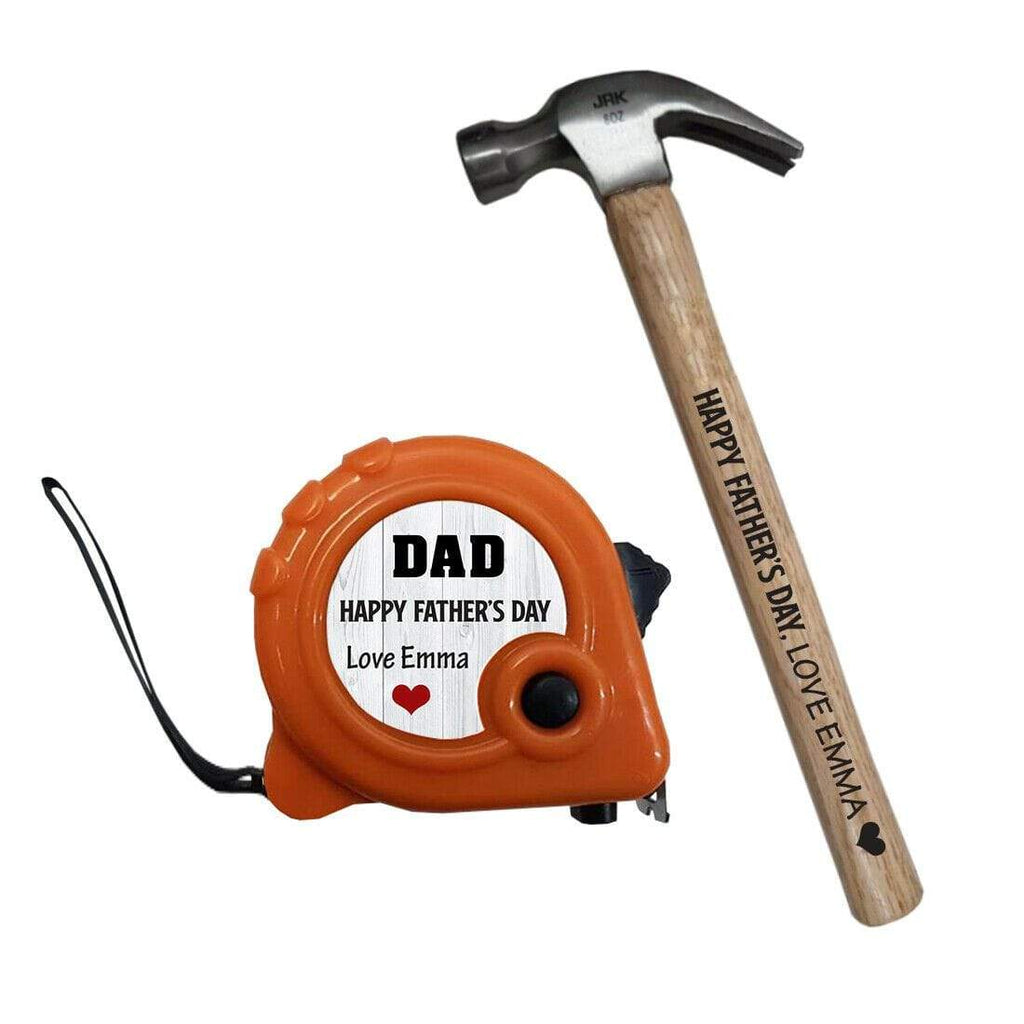 Personalised Father's Day Gift Hammer & Measuring Tape Present Dad Daddy Pops