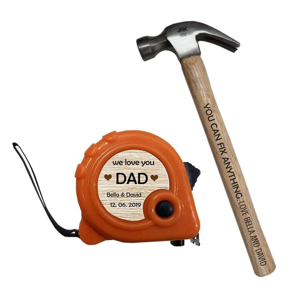 Personalised Father's Day Gift Hammer & Measuring Tape Present Dad Daddy Pops