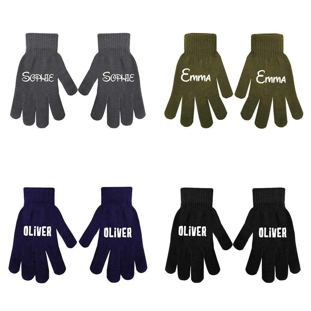 Personalise Name Kids Teenagers Adults Unisex Boys Girls Winter Fashion Gloves