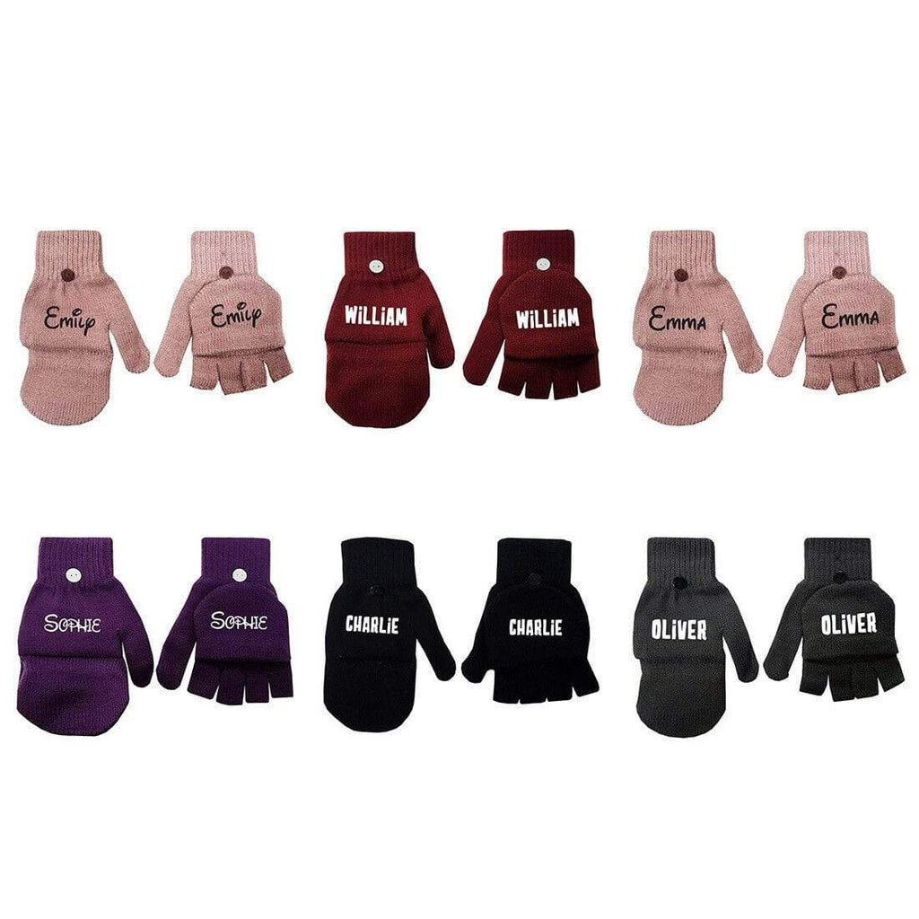 Personalise Kids Magic Gloves 2 Way Mittens Boys Girls Winter Funky Teenagers