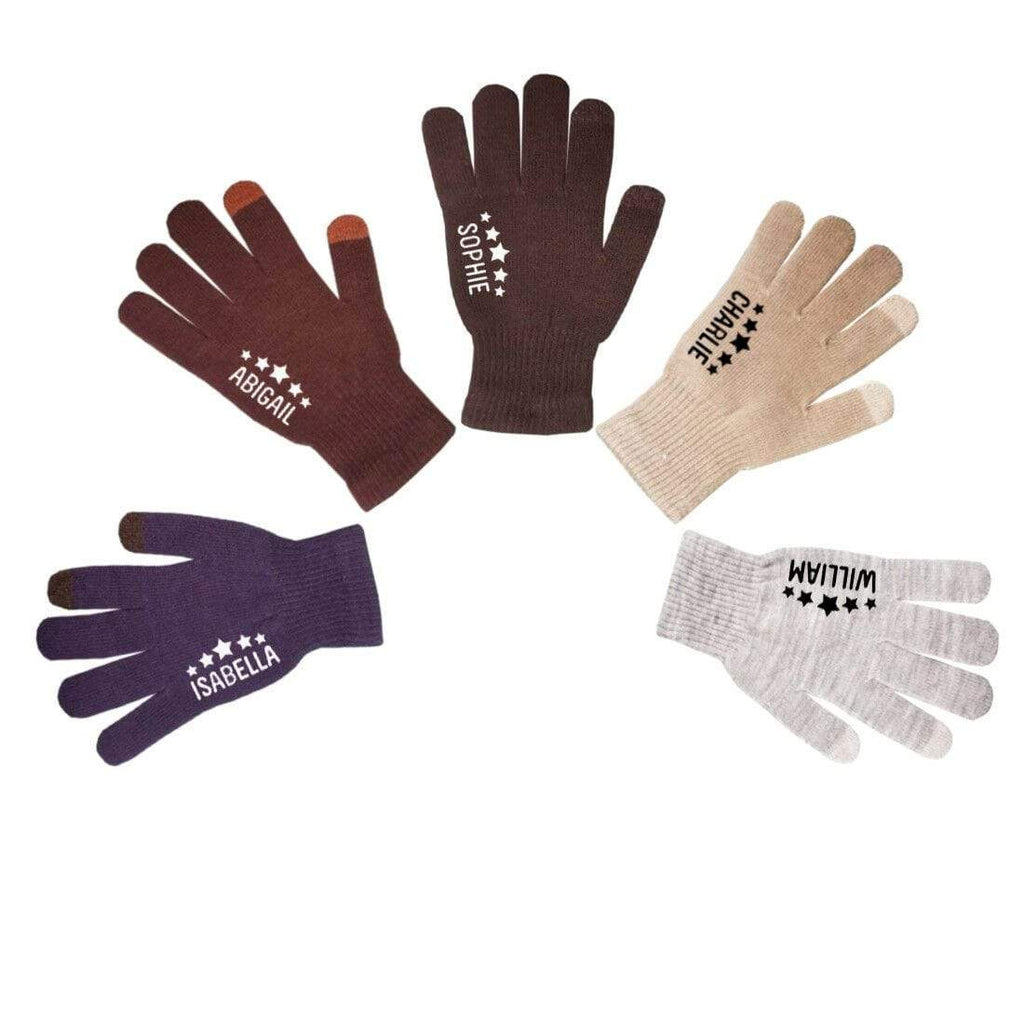 Personalise Name Kids Teenagers Adults Boys Girls Winter Touch Screen Gloves