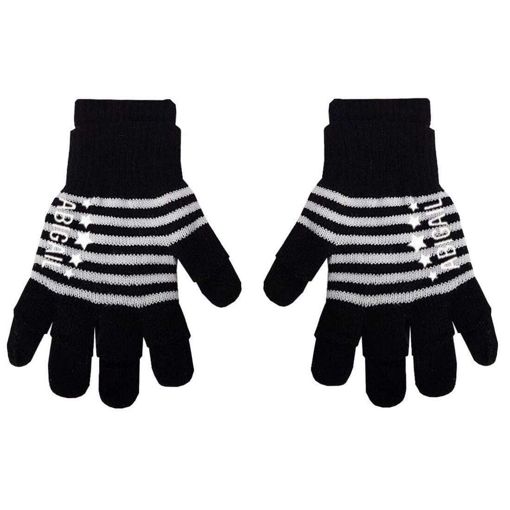 Personalise Name Kids Teenagers Stripes Boys Girls Winter Heat Mittens Gloves D1