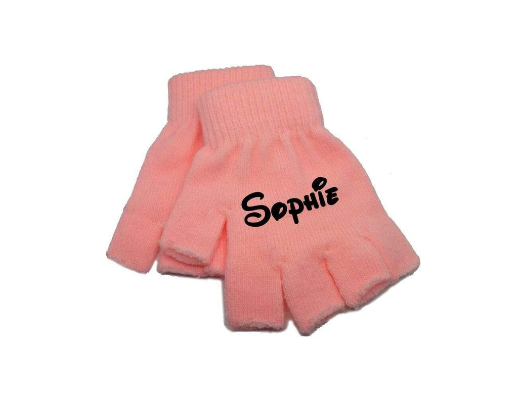 Children's Boys Girls Personalise Name Neon Colourful Finger less Gloves 3-16 YR