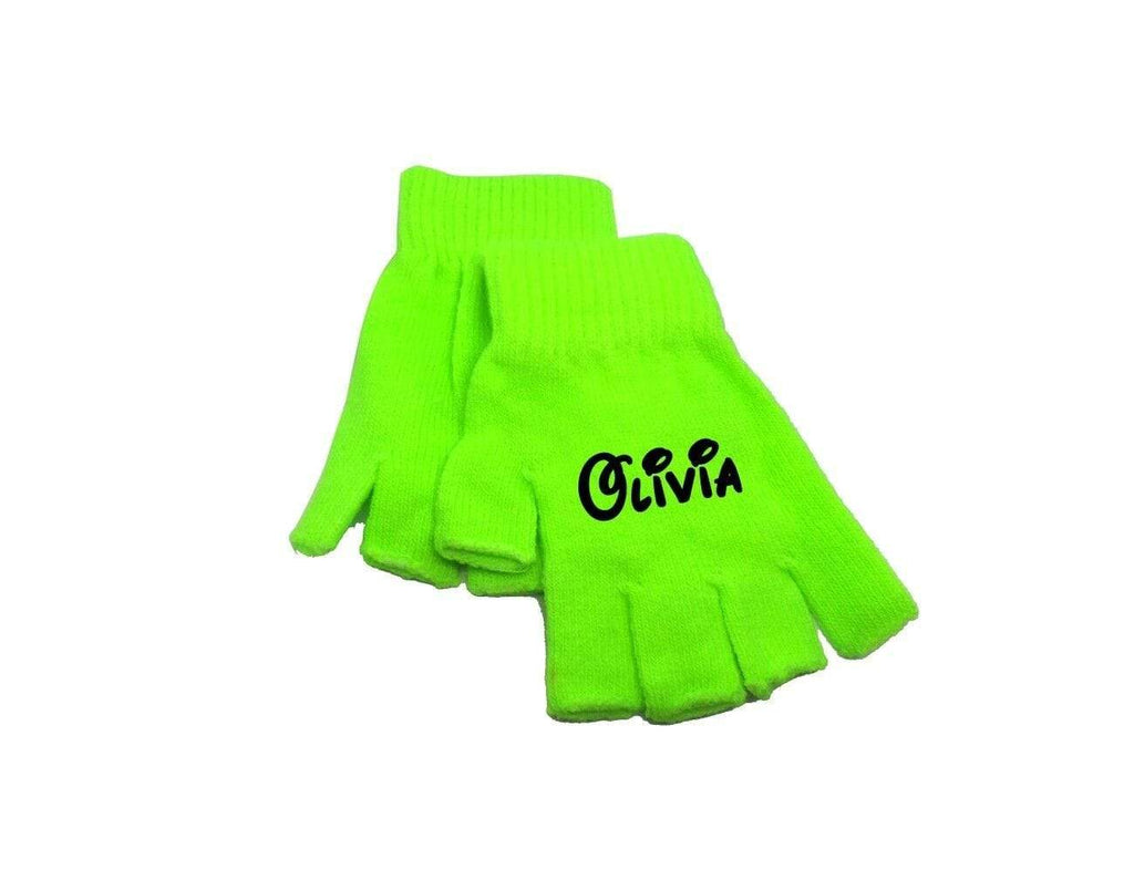 Children's Boys Girls Personalise Name Neon Colourful Finger less Gloves 3-16 YR