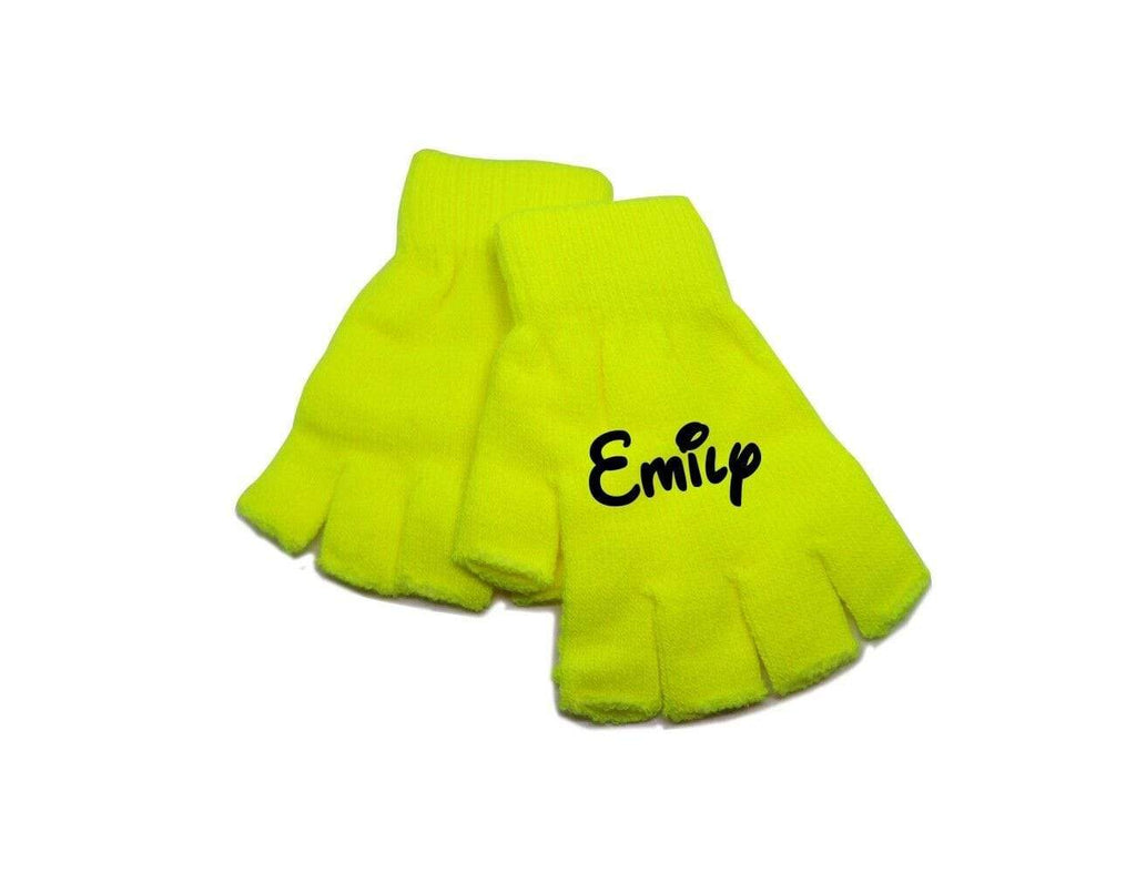 Children's Boys Girls Personalise Name Neon Colourful Finger less Gloves 3-16 YR