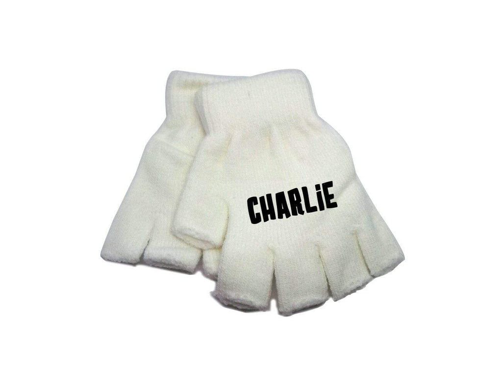 Children's Boys Girls Personalise Name Neon Colourful Finger less Gloves 3-16 YR