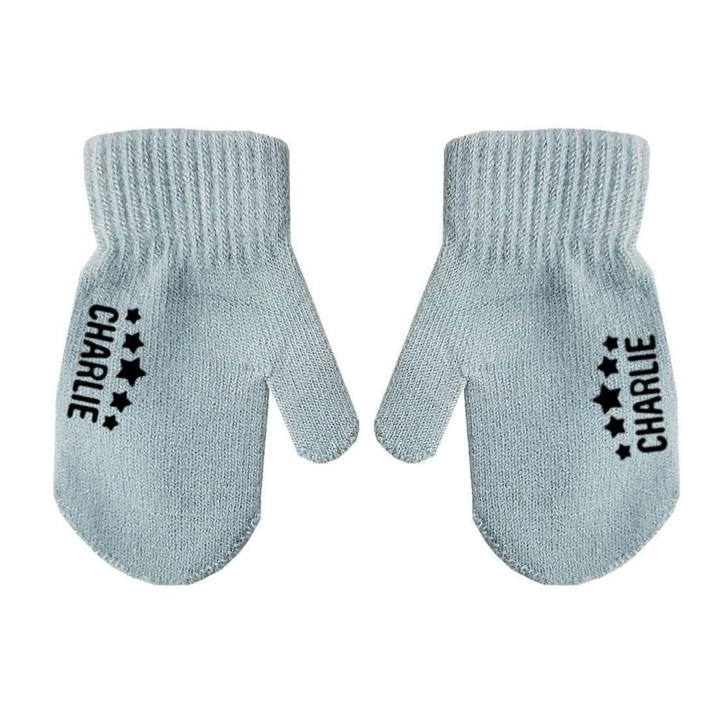 Personalised Name Stars Baby Toddler Kids Boys Girls Winter Mittens Gloves D4