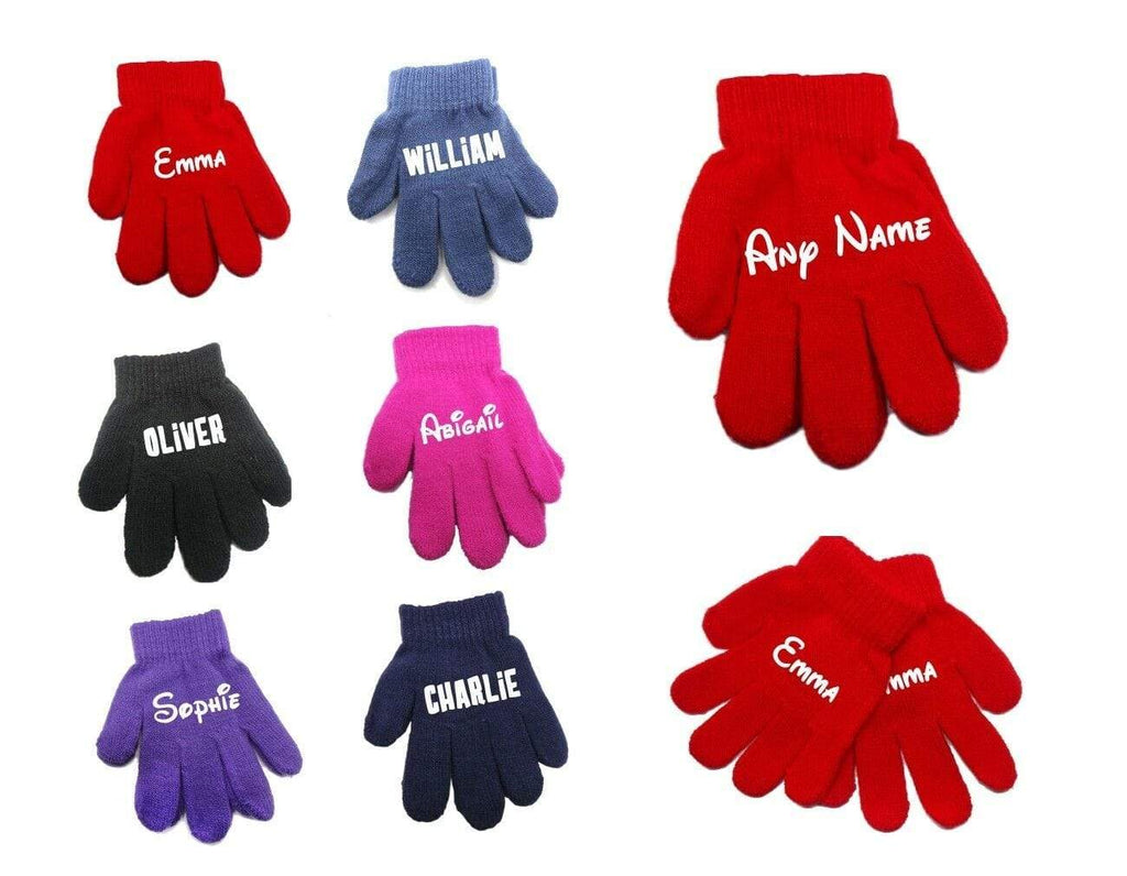 Personalised Magic Kids Winter Funky Cool Teenager Gloves With Your Name on