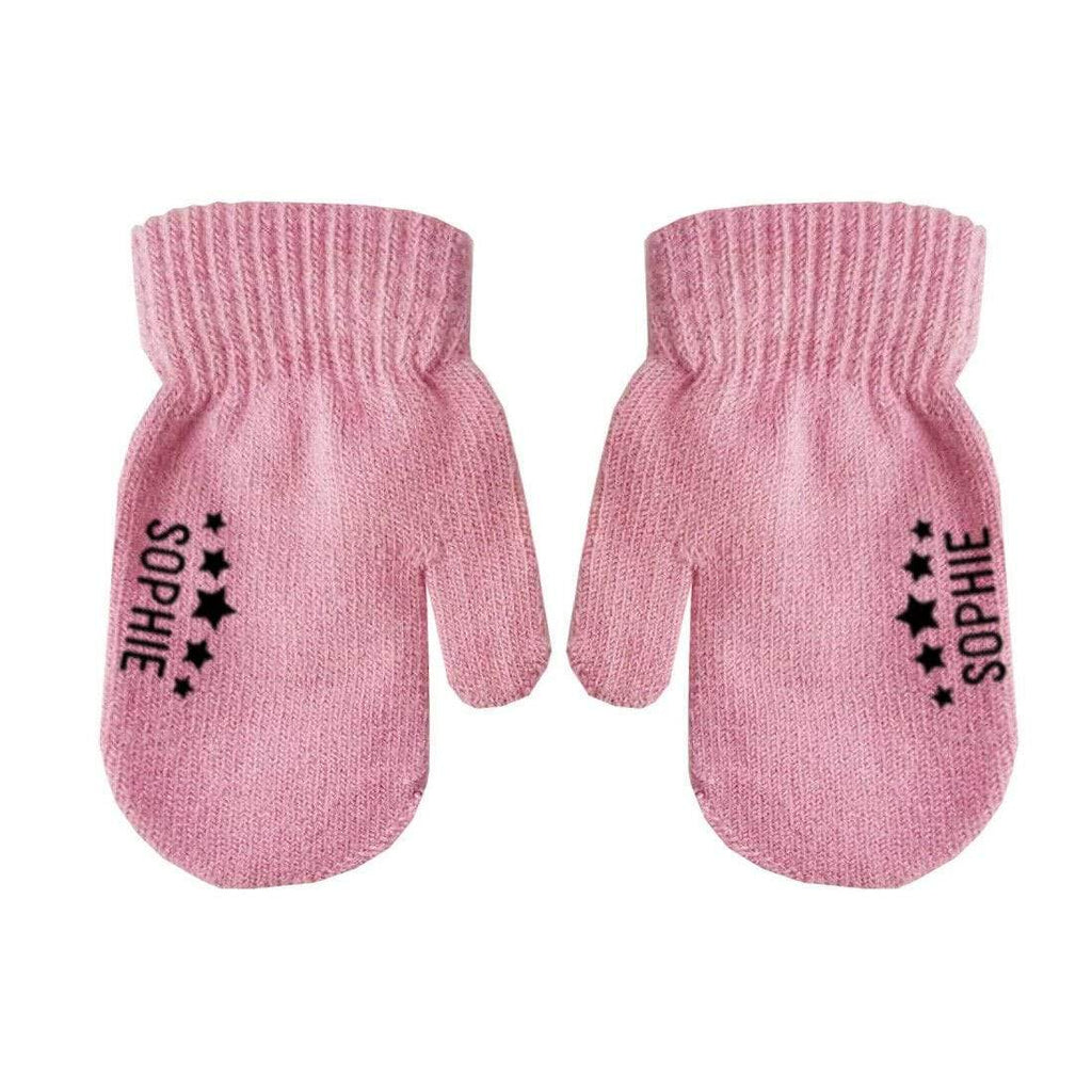 Personalised Name Stars Baby Toddler Kids Boys Girls Winter Mittens Gloves D4