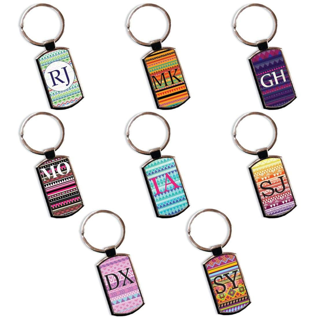 Personalised Initials Name Retro Design Key Rings