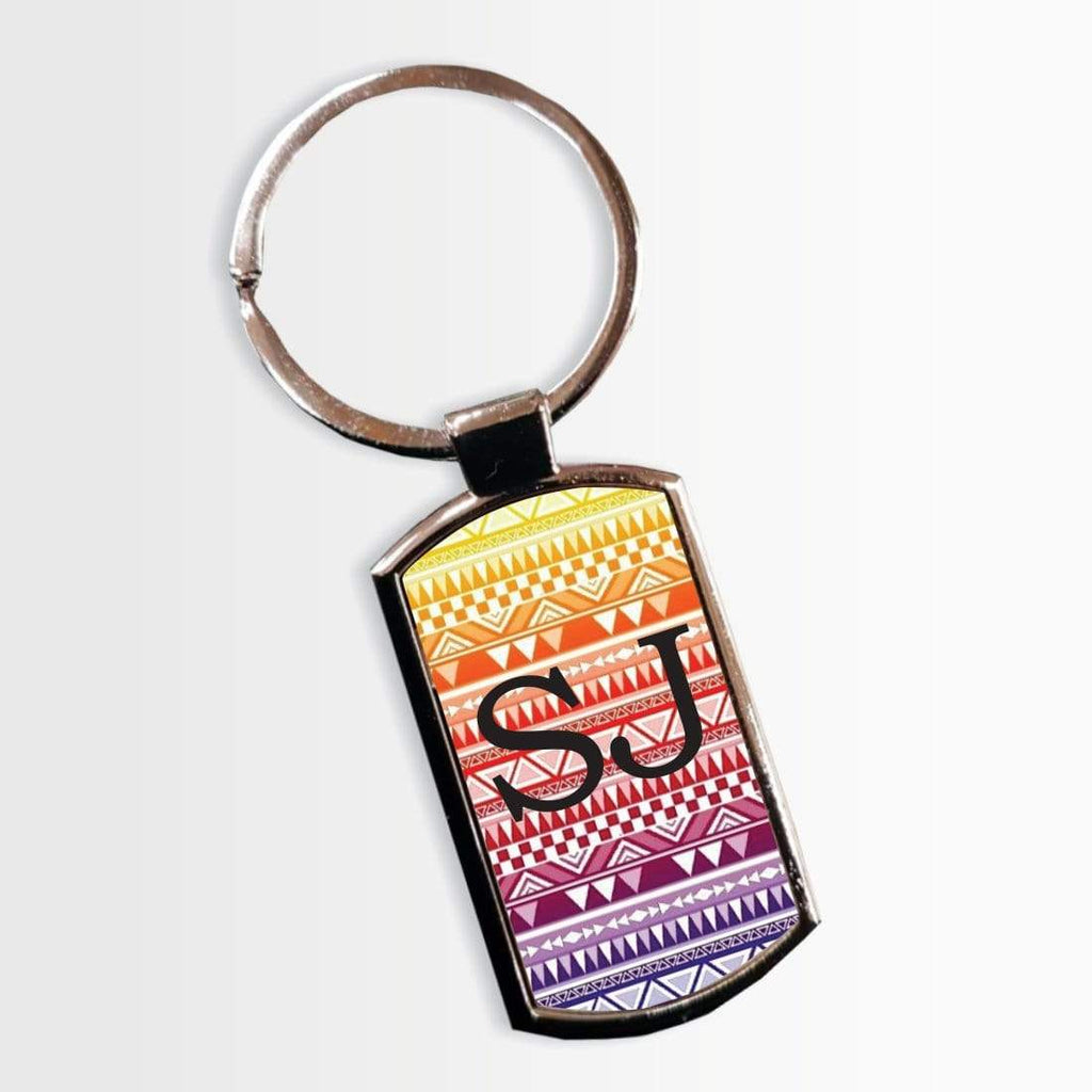 Personalised Initials Name Retro Design Key Rings