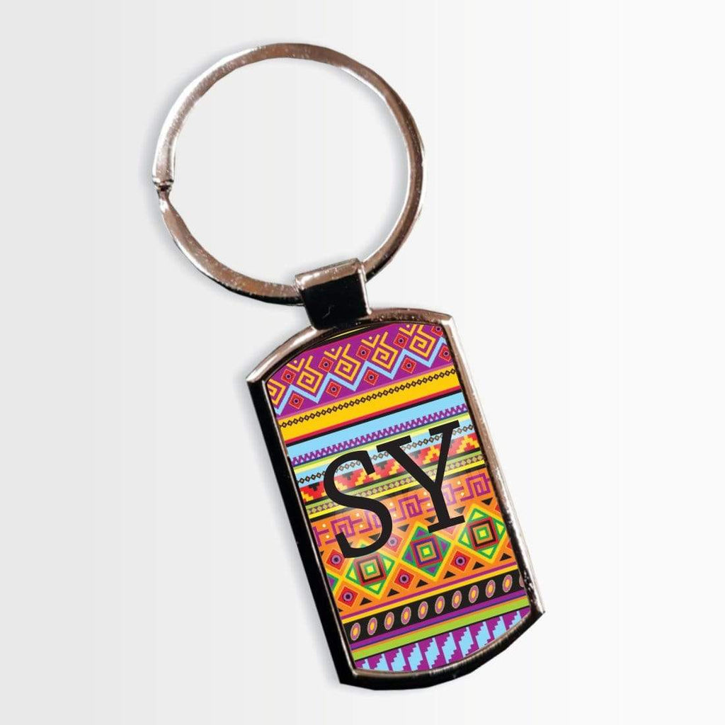 Personalised Initials Name Retro Design Key Rings