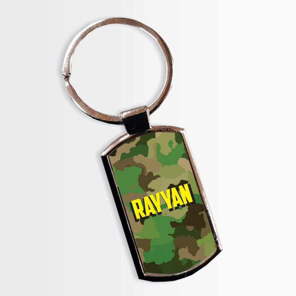 Personalised Name Initials Camouflage Print Key Ring Sentimental Gift