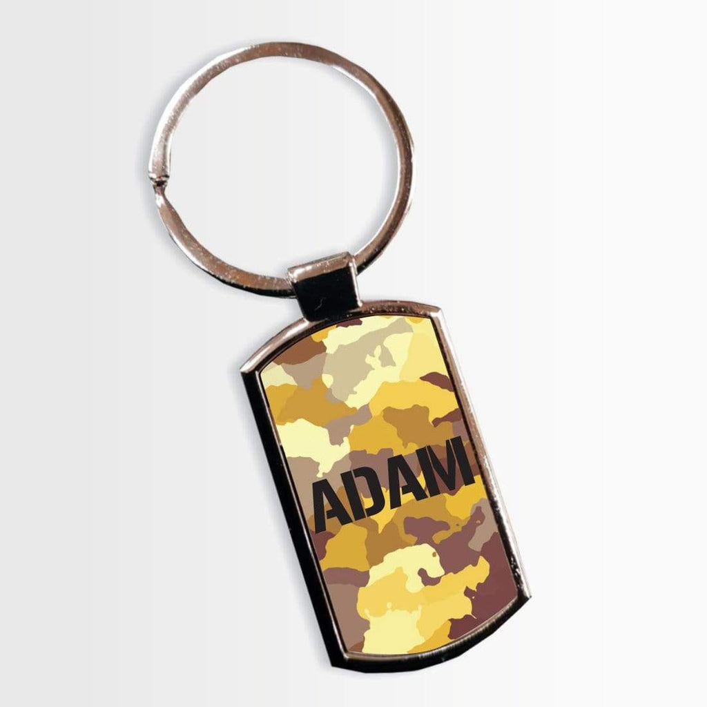 Personalised Name Initials Camouflage Print Key Ring Sentimental Gift