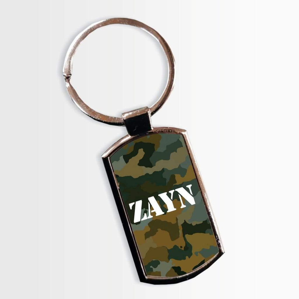 Personalised Name Initials Camouflage Print Key Ring Sentimental Gift