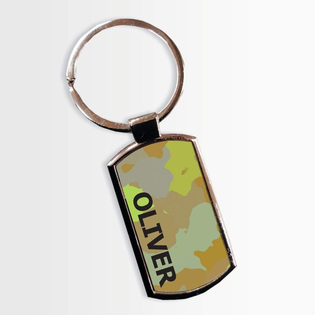 Personalised Name Initials Camouflage Print Key Ring Sentimental Gift