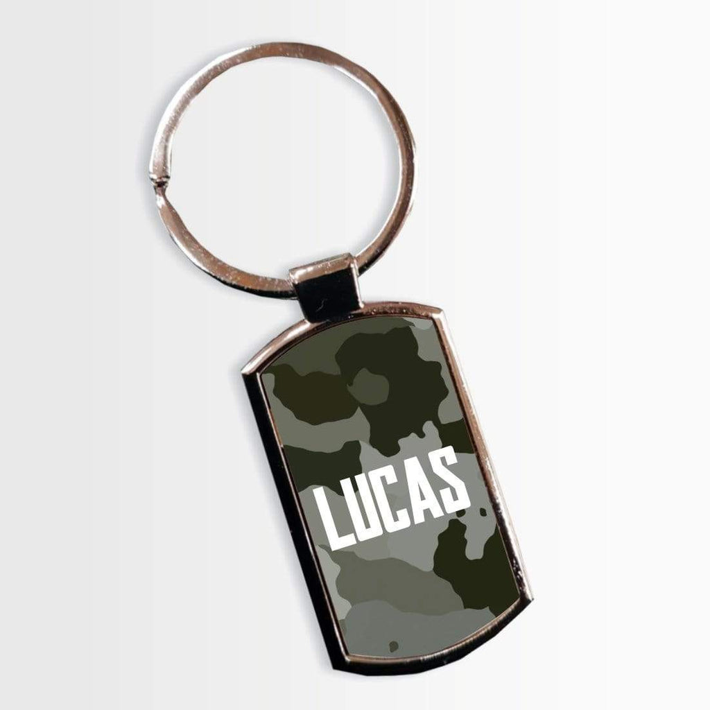 Personalised Name Initials Camouflage Print Key Ring Sentimental Gift