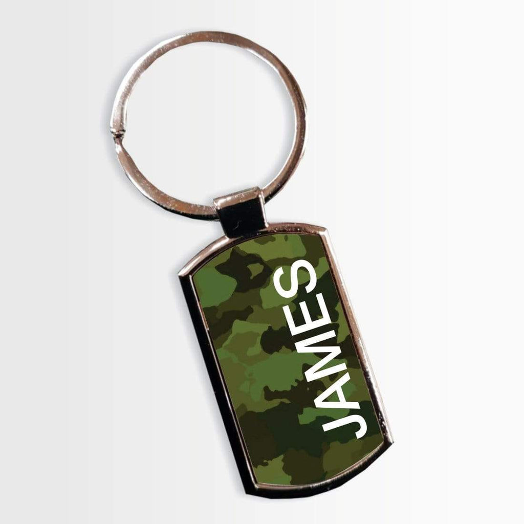 Personalised Name Initials Camouflage Print Key Ring Sentimental Gift