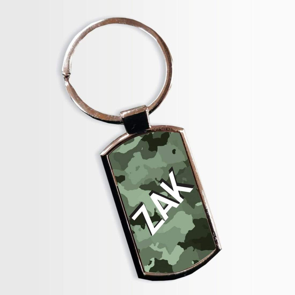 Personalised Name Initials Camouflage Print Key Ring Sentimental Gift