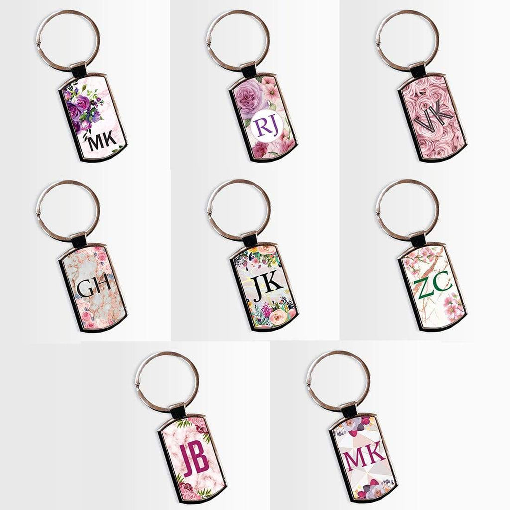 Personalised Initials Floral Key Ring Sentimental Gift